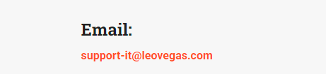 Indirizzo email LeoVegas casino